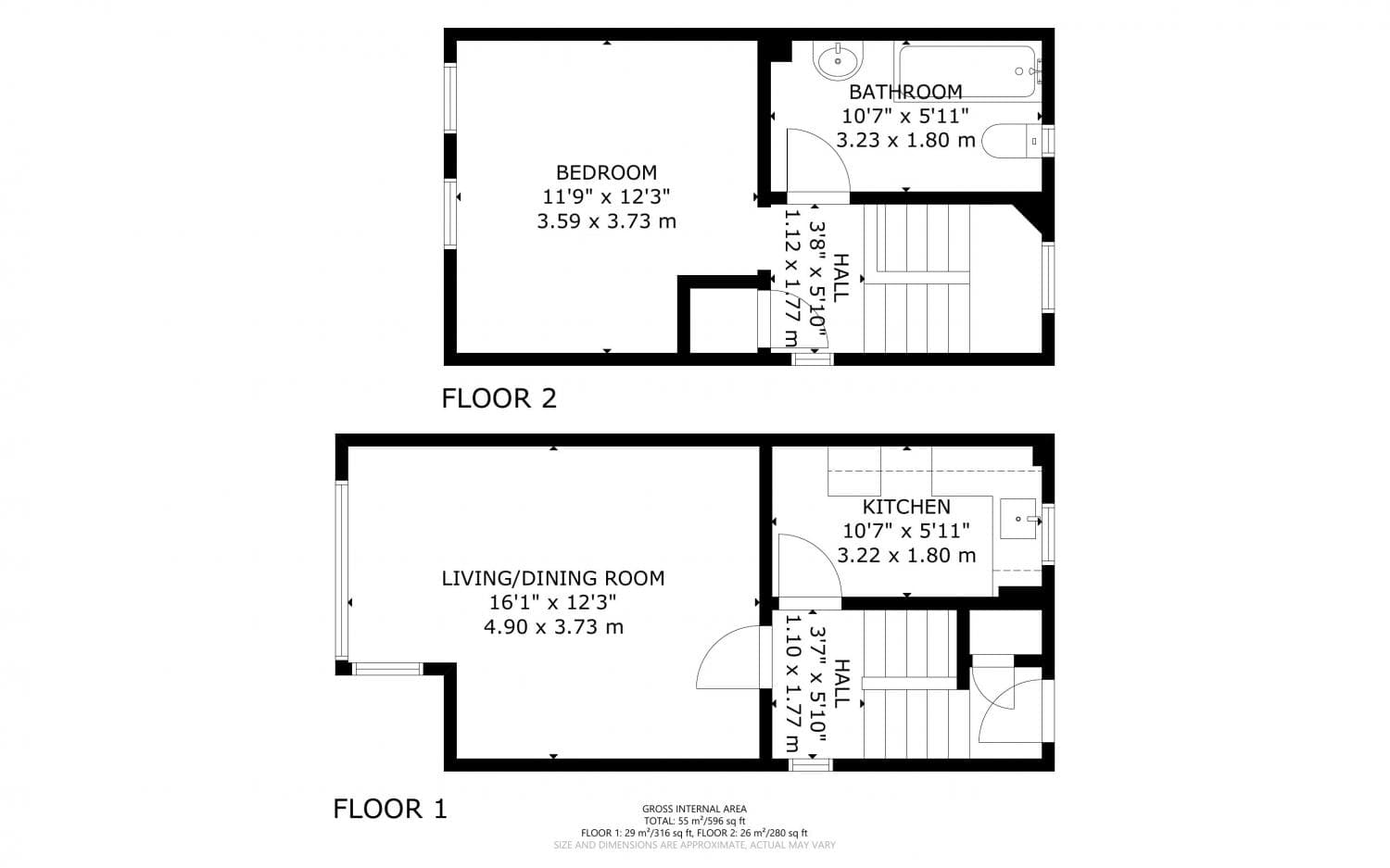 One Bedroom First and Second Floor Maisonette