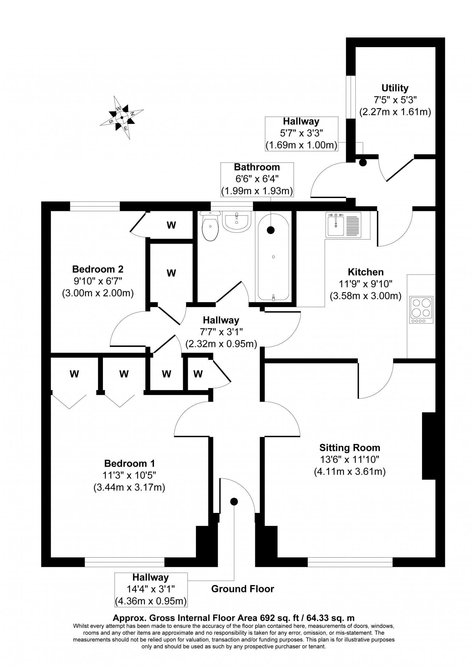 Two Bedroom Mid Terrace Bungalow