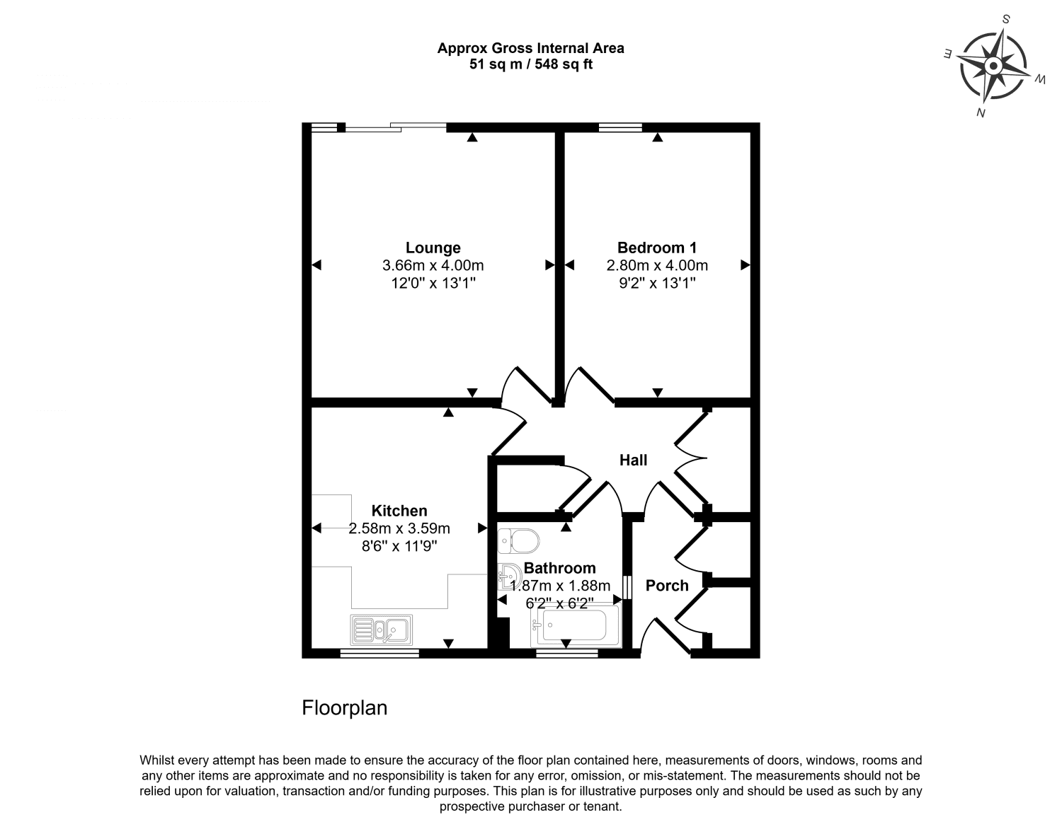 One Bedroom Semi-Detached Bungalow
