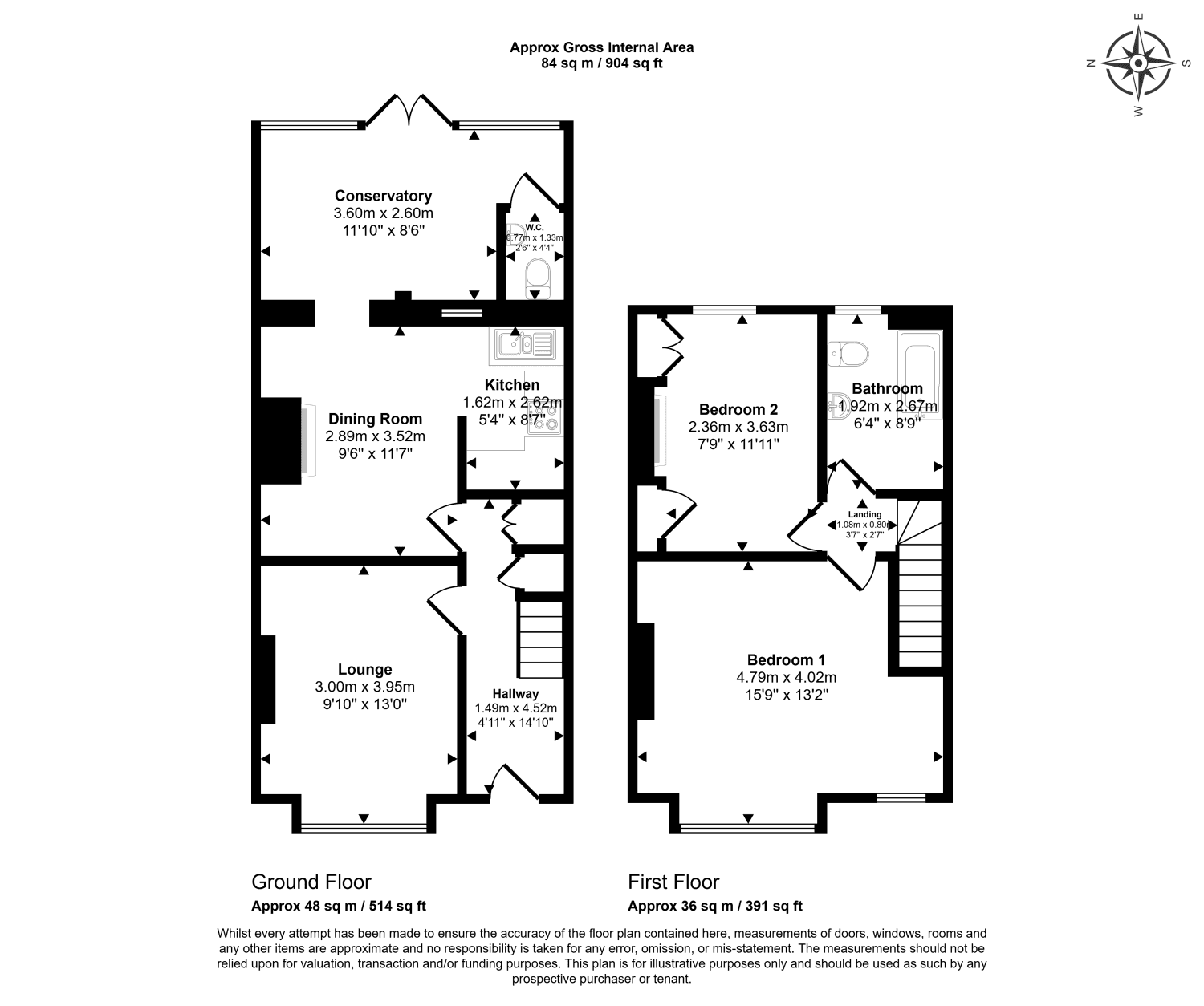 Two Bedroom End Terrace House in Need of Modernisation